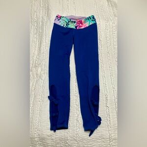 GUC Lilly Pulitzer Luxetlic Blue Yoga Exercise Pants Leggings Size Extra…
